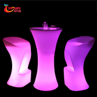 Table et chaise de bar en plastique de couleur RVB sans personnalisation meubles Led table de cocktail haut de gamme pour événement en boîte de nuit