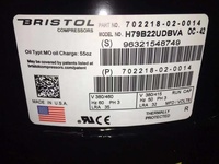 Nouveau Compresseur de Réfrigération Bristol H79B22UDBVA le Plus Vendu pour Système CVC et Refroidisseur