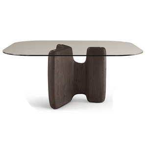 Tavolo da Pranzo di Alta Gamma Unico e Moderno <span class=keywords><strong>in</strong></span> <span class=keywords><strong>Legno</strong></span> Massello Fatto a Mano 6 Posti Rettangolare con Piano <span class=keywords><strong>in</strong></span> Vetro Temperato Arredamento per Soggiorno - Product Image 3