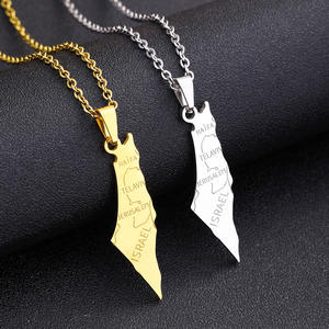 Venta caliente <span class=keywords><strong>Europa</strong></span> América <span class=keywords><strong>Israel</strong></span> y Palestina <span class=keywords><strong>Mapa</strong></span> Collar Acero inoxidable Moda Personalidad Colgante - Product Image 2