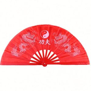 Double Sided Red Bone Bamboo <b>Hand</b> <b>Fan</b> Kung Fu Tai Chi Martial Arts High End Dance <b>Fan</b> with Painted Technique for Adults Children - Product Image 2