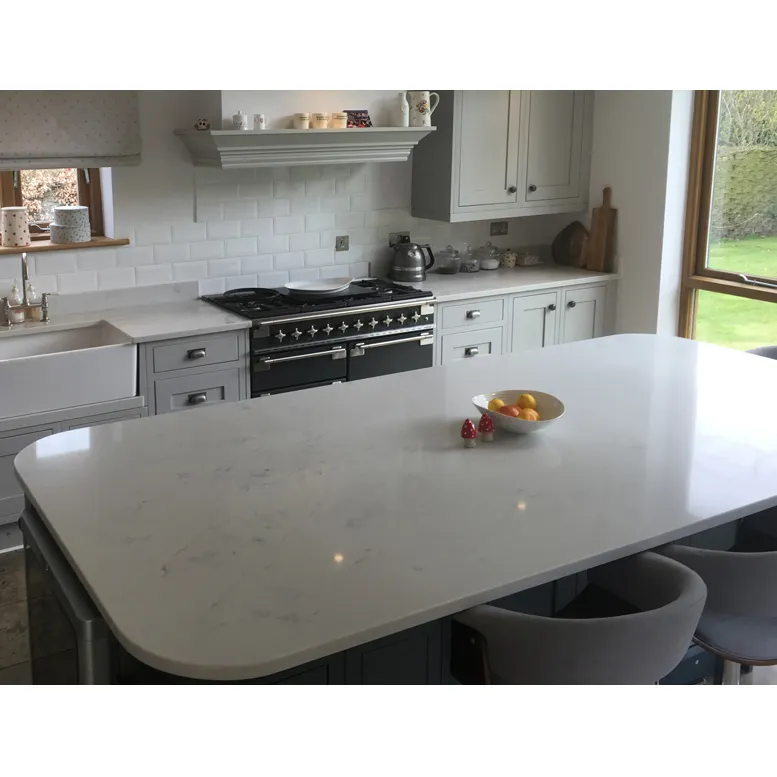 SHIHUI vendita calda personalizzato Carrara quarzo bianco cucina rettangolo piano del tavolo per sala da pranzo o isola centrale