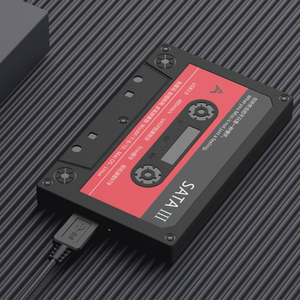 Boîtier externe <span class=keywords><strong>pour</strong></span> <span class=keywords><strong>disque</strong></span> <span class=keywords><strong>dur</strong></span> SSD/HDD SATA 2,5 pouces USB 3.0 Type-C, design rétro cassette, <span class=keywords><strong>pour</strong></span> ordinateur portable et PC, 6 Gbit/s - Product Image 3