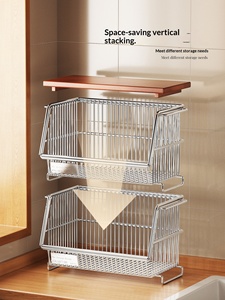 Second-hand Standing Type Double Tier Stainless Steel Multi-function Layered <strong>Storage</strong> Rack for Snack and Cup <strong>Storage</strong> - Product Image 5