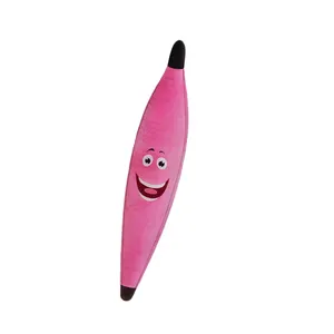 75 inci disesuaikan bentuk logo dan desain boneka boneka lembut tiup riesen merah muda besar pisang lembut mainan