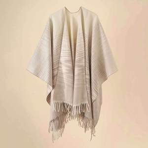 Wholesale Luxury Fashion Winter Large Womens Wool Long Shawl Crochet Wrap Sweater Thick <b>Poncho</b> with Tassel - Product Image 3