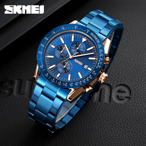 Skmei Men's Chronograph Watch Stainless Steel Strap Tachymeter Date Display 30M Water Resistant Business Sports Watch - Product Image 4