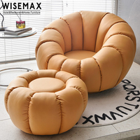 WISEMAX FURNITURE Chaise inclinable en forme de pétale de style français Chaise de loisirs blanche crème avec repose-pieds pour appartement