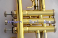Ehrman Musical Instrument Brass Gold Lacquer BB Professional Trumpet with Tricolor Finish and High-grade Suitcase