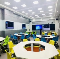 Chaise et bureau de classe populaires avec roulettes, base trépied, chaises et bureaux d'école pour l'université