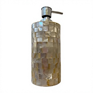 Distributeur de savon en métal avec finition nacre naturelle résistant à l'eau, pour ensembles d'accessoires de salle de bain, prix de gros - Product Image 1