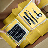 Precio de Fábrica, Kit de Pestañas Suaves Pre-Cortadas para DIY, Venta al por Mayor, Kit de Pestañas Personalizadas en Segmentos de 8-16mm con Adhesivo y Sellador
