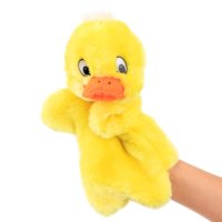 Marionnette en peluche canard jaune mignon, design doux de 11 pouces, décoration accrocheuse pour animaux de compagnie et espaces de vie