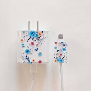 Blue Smiley Flower Capa per <span class=keywords><strong>Apple</strong></span> Iphone 18/20W testa di ricarica rapida cavo Usb Line Bite Winder custodia protettiva per cavo custodia carina - Product Image 2