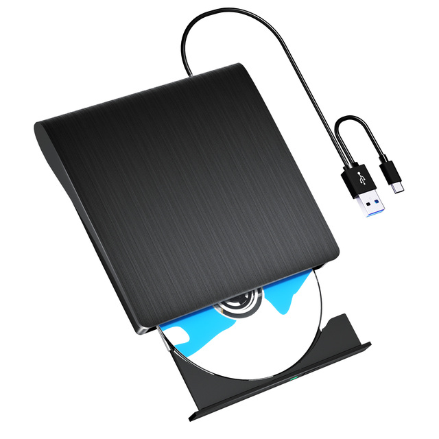 Hirucy External DVD Writer Drive USB 3.0 Type-C Portable DVD Burner for Laptop Desktop PC Windows Mac OS Linux Wholesale
