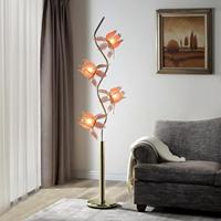 Lampe sur pied LED élégante en forme de lotus rose, E26, en fer forgé et verre, style floral moderne, lumière blanc chaud pour la maison, le salon et le jardin
