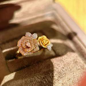 S925 Pure Silver Twin Rose <b>Ring</b> Elegant Romantic Luxury with Full Diamond Inlay Light Luxury Style <b>Open</b> Mouth <b>Ring</b> - Product Image 4