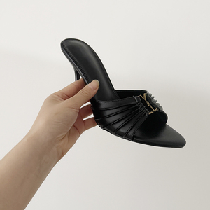 Escarpins à Bout Pointu et <span class=keywords><strong>Talon</strong></span> Chat Bottier, Sandales Ouvertes Sexy à Enfiler, Chaussures d'Été et de Mariée pour Femme - Product Image 3
