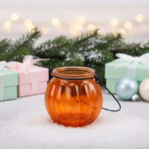 Bougeoir <span class=keywords><strong>en</strong></span> <span class=keywords><strong>verre</strong></span> <span class=keywords><strong>en</strong></span> forme de citrouille avec poignée pour Halloween écologique - Product Image 1