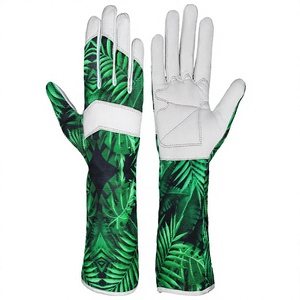 Large Red Multipurpose Coated Leather Safety Work <b>Gloves</b> with Knit Wrist Cuff Waterproof Ambidextrous for Kids Gardening - Product Image 4