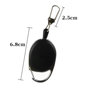 Porte-clés promotionnels anti-perte en forme ovale, couleur unie, avec cordon rétractable et mousqueton pour cartes d'identité - Product Image 2