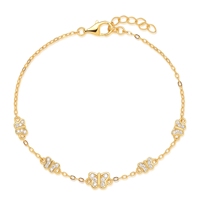 Pulsera de Cadena con Mariposas de Diseño Silver City, Chapada en Oro de 18K, Plata de Ley 925, Circonita Cúbica AAAAA, Estilo Lindo para Fiesta