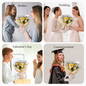 Bouquet <span class=keywords><strong>de</strong></span> fleurs en fil <span class=keywords><strong>de</strong></span> coton crocheté réaliste <span class=keywords><strong>parfum</strong></span>é fait à la main transfrontalier, bouquet <span class=keywords><strong>de</strong></span> roses en fil <span class=keywords><strong>de</strong></span> coton, boîte cadeau pour la fête des mères et Thanksgiving - Product Image 4