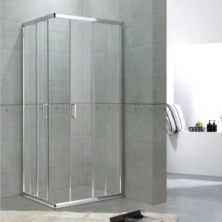 Cabine de douche transparente avec porte de douche coulissante, 1 pièce, écran d'eau en alliage d'aluminium avec verre