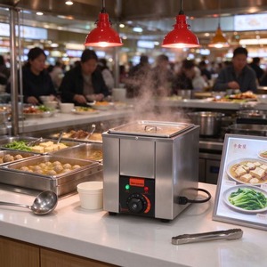 Bain-marie électrique de comptoir professionnel en acier inoxydable pour maintien au chaud des aliments et des soupes pour restaurants et buffets - Product Image 4