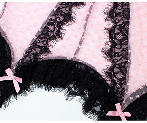 Nouvel Arrivage Ensemble de Lingerie 4 Pièces pour Femme, Style Babydoll, en Dentelle et Résille Transparente, avec Nœud, Armatures et Bas - Product Image 6