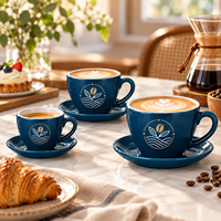 Ensemble tasse et soucoupe à café en céramique avec logo personnalisé, plusieurs tailles, finition brillante, pour expresso et cappuccino, fabrication OEM ODM