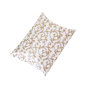 Caja de paquete de almohada de chocolate de caramelo dulce de boda de papel de plata dorada - Product Image 1