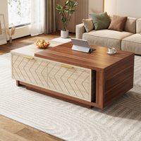 Mesa de Centro Extensible con 2 Cajones, Longitud Ajustable de 42 a 65 Pulgadas, Mesa Auxiliar Reversible con Almacenamiento para Sala de Estar
