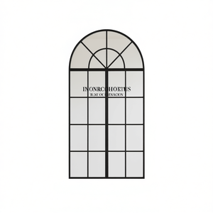 Espejo de Pared Arqueado de Vidrio Negro de 23.6 x 43.3 Pulgadas con Marco de Hierro con Recubrimiento en Polvo, Espejo de Baño de Diseño Contemporáneo - Product Image 1