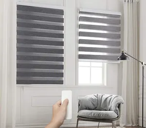 Electric Roller Zebra Blinds Sheer Fabric Elegant for Smart Home Roller Shades Oriel Window Exterior Installation Bead Rope