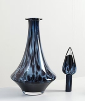 Vase de table Art Déco en verre soufflé à la main RYLAVA Amber Leopard Print - Ornement de maison moderne et luxueux