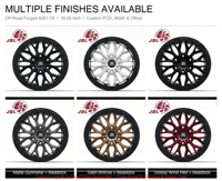 Nouvelles jantes forgées 18-26 pouces noir mat, style beadlock simulé, multi-rayons découpés, concave profond 20mm pour pick-up et SUV robustes