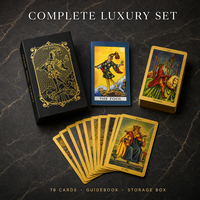Jeu de cartes Oracle en plastique de haute qualité, impression personnalisée haut de gamme, vente en gros, bords dorés, feuille d'or, cartes de tarot avec guide