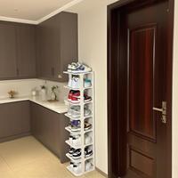 Système de présentation de chaussures modulaire en plastique, étagère empilable contemporaine, étagères à dégagement rapide, technologie pliable pour salon