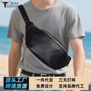 Bolso de cintura de cuero genuino para hombre Tiding, capa superior de piel de vaca, negro 3036 - Product Image 5