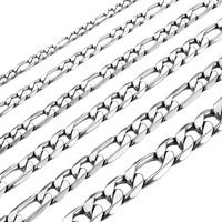 Chaîne Figaro en acier inoxydable étanche, collier de couleur argent de haute qualité, bijoux à la mode pour hommes et femmes, cadeau de noël