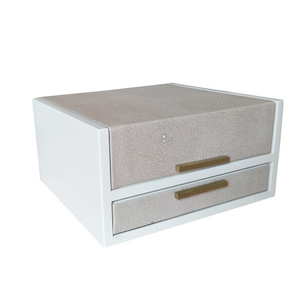 Jewelry <b>Box</b> With <b>Drawer</b> 25x25x15cm Gray Shagreen Top For <b>Storage</b> Organizers - Product Image 4