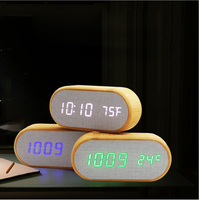 Reloj Despertador Digital Electrónico Creativo de Tela de Bambú Luminosa, Calendarios, Control por Voz, Luz Suave, Regalo para Estudiantes, Mesita de Noche, Escritorio