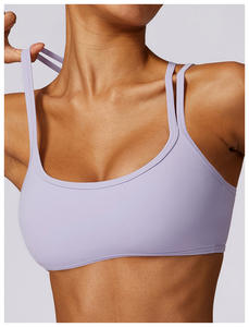 Mujeres gimnasio doble correa Cruz espalda gimnasio sujetador Fitness Spandex acolchado deportes sujetador Actice Top - Product Image 6