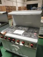 Cuisinière à gaz commerciale en acier inoxydable, équipement de cuisine, cuisinière à gaz 6 brûleurs avec four