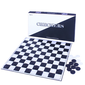 Custom deluxe checkers game with plastic crown black white checkers piece