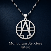 Collar con Colgante de Cadena de Eslabones Geométricos de Arquitectura, Acero Inoxidable 316, Círculo Cortado con Láser, Joyería Personalizada Minimalista Unisex