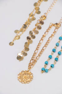 Set of 5 Gold-Plated Chain Link <b>Necklace</b> for Women Bohemia Classic Thick Multi-Layer Stack Chunky Alloy Jewelry - Product Image 4