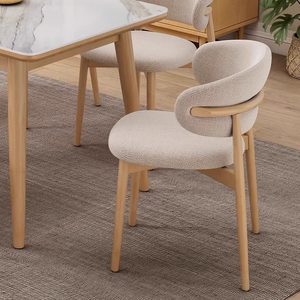 <span class=keywords><strong>Silla</strong></span> de comedor de tela de madera maciza nórdica para uso doméstico de ocio <span class=keywords><strong>escritorio</strong></span> cafetería Hotel restaurante soporte trasero - Product Image 2