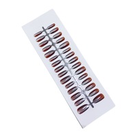 30 pièces/bande XS/S/M couleur unie oeil de chat ongles conseils couverture complète forme ovale brillant faux ongles artificiels presse sur ongles fournisseur